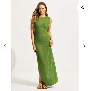 Seafolly Kasbah Green Sage Sleeveless Maxi Knit Dress